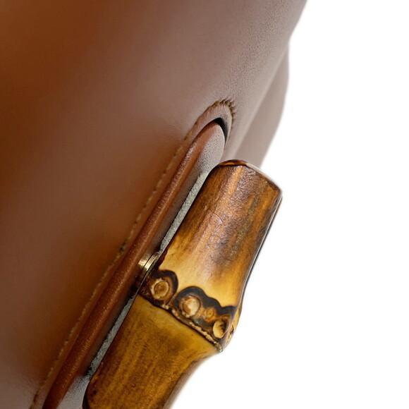 GUCCI Brown Leather Bamboo Shoulder Bag - Picture 12 of 16